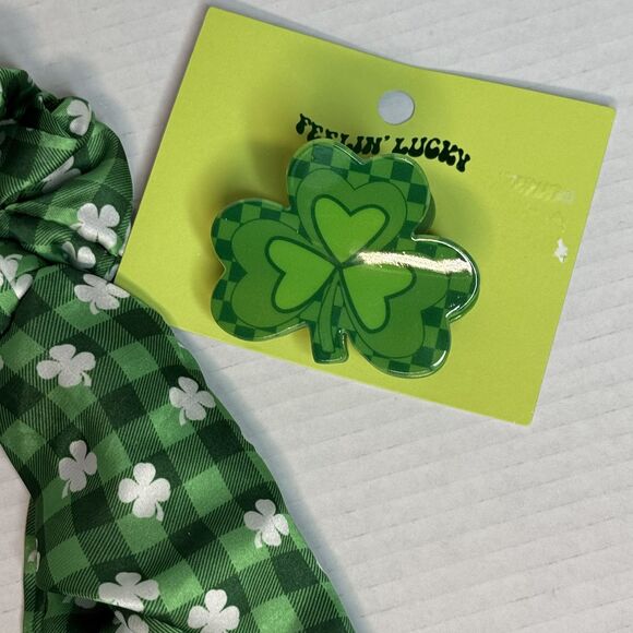 Feelin' Lucky Set of 2 St Patrick's Day Pony Tail Hair Twister and Claw Clip NEW - Picture 3 of 8